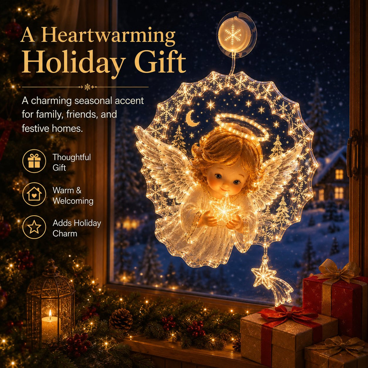 ✈️50% off—last day!✨🎄 Suction-Cup Christmas Lights | Double-Layer Warm LED Window Lights, Various Festive Designs, Flat-Profile Style ✨