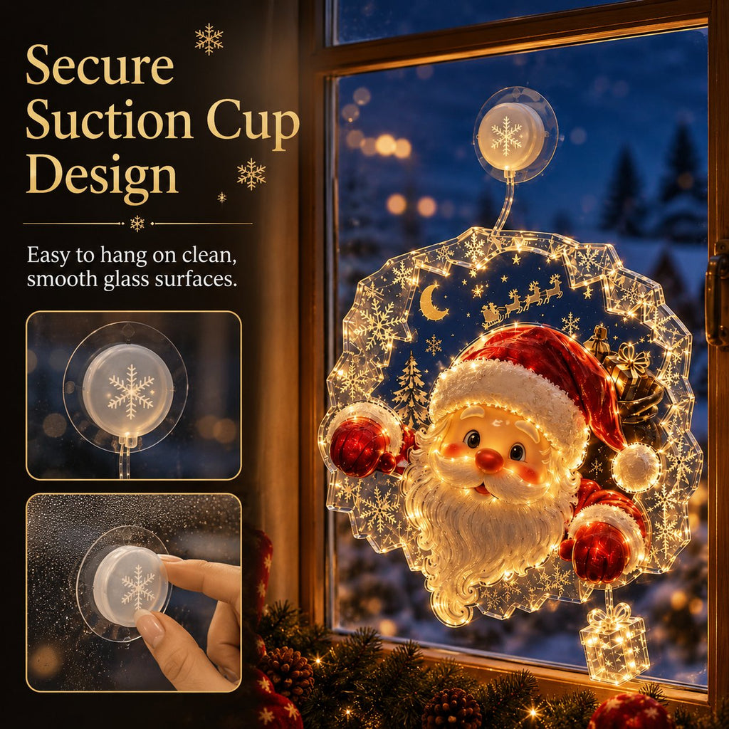 ✈️50% off—last day!✨🎄 Suction-Cup Christmas Lights | Double-Layer Warm LED Window Lights, Various Festive Designs, Flat-Profile Style ✨