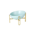Bronze Stand Ceramic Pet Bowl in Tiffany