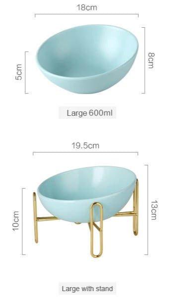 Bronze Stand Ceramic Pet Bowl in Tiffany