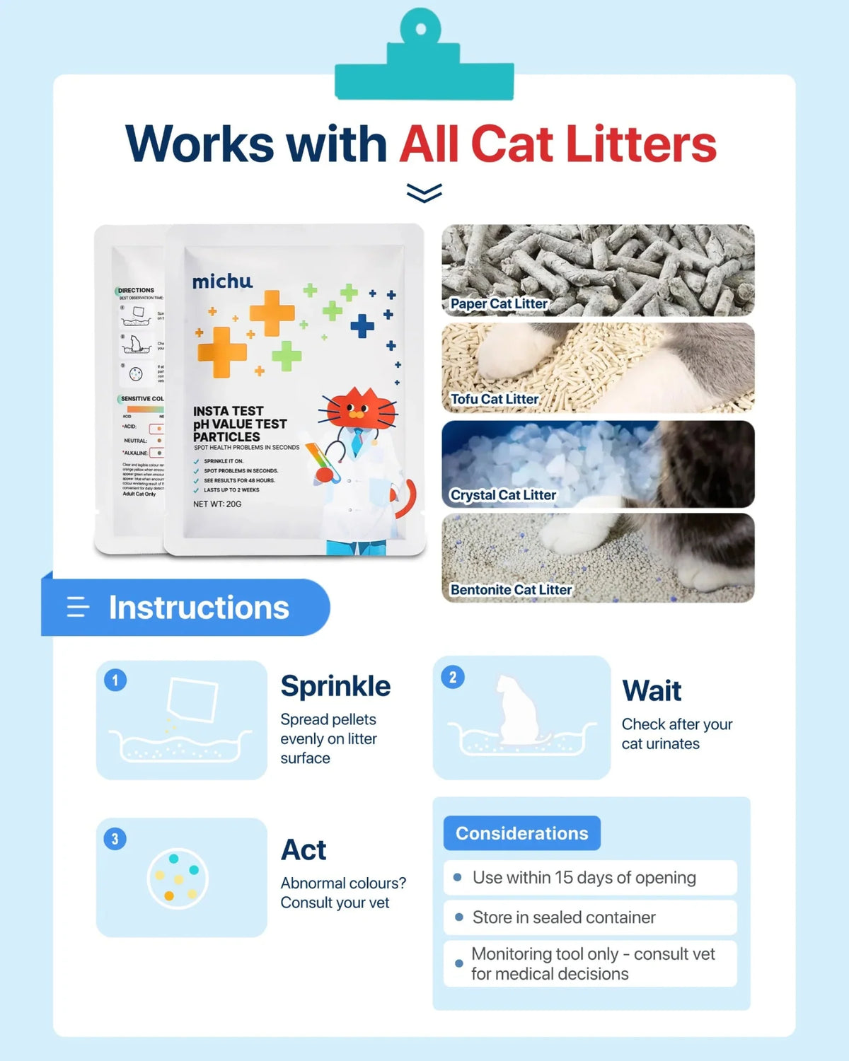 Cat Health Monitoring Pellets - Colour Changing Indicators For Home Urine Testing
