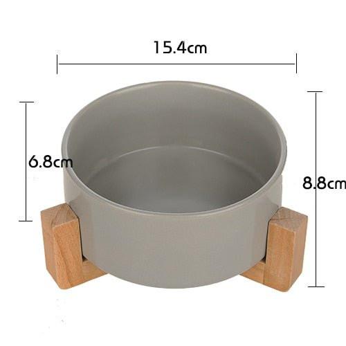 Ceramic Bowl with Wooden Stand in White