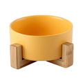 Ceramic Bowl with Wooden Stand in Yellow