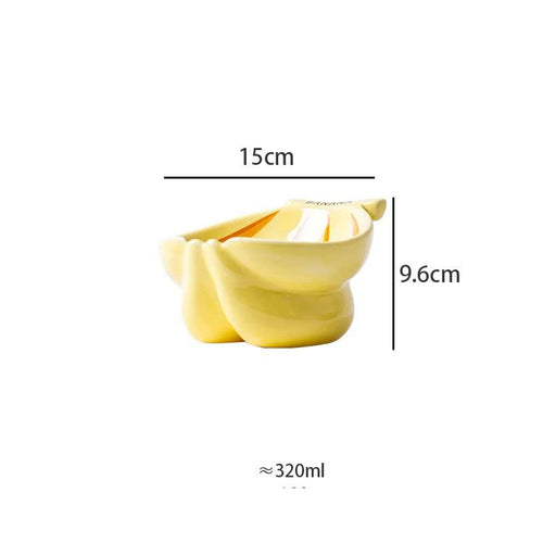 Ceramic Elevated Pet Food Bowl - Banana