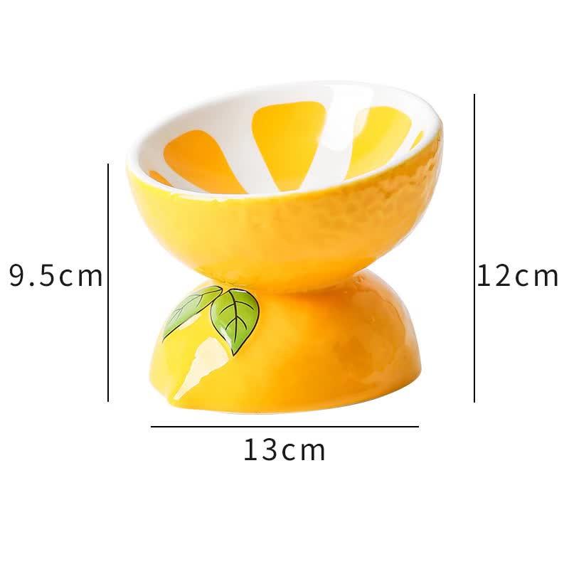 Ceramic Elevated Pet Food Bowl - Lemon
