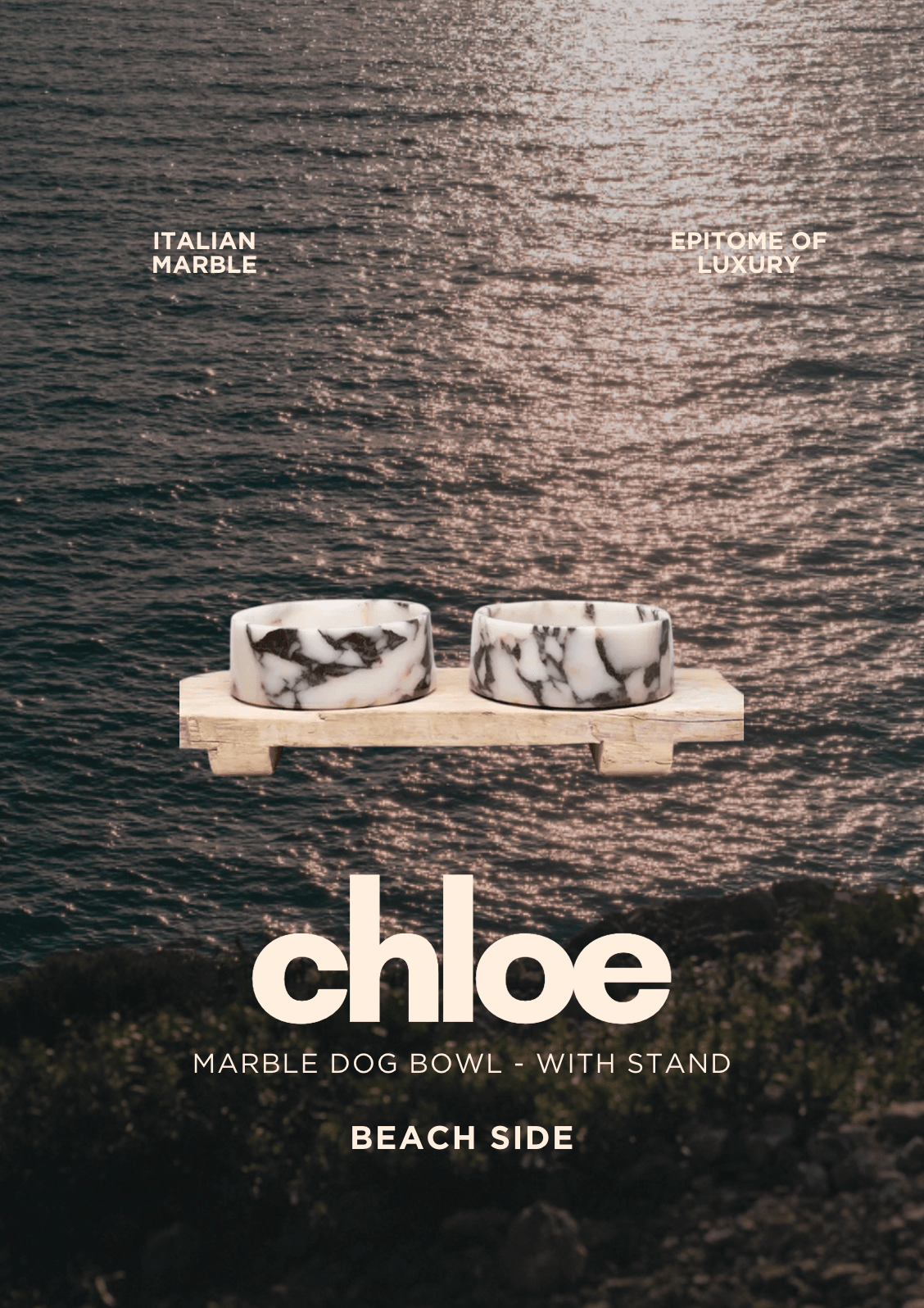 Chloe Marble Dog Bowl - with Stand (Pre-Order)