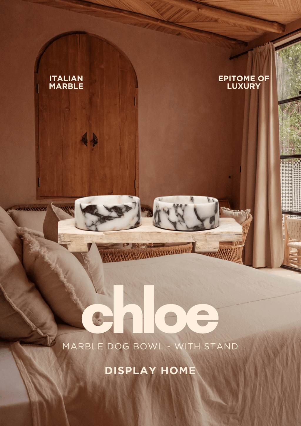 Chloe Marble Dog Bowl - with Stand (Pre-Order)