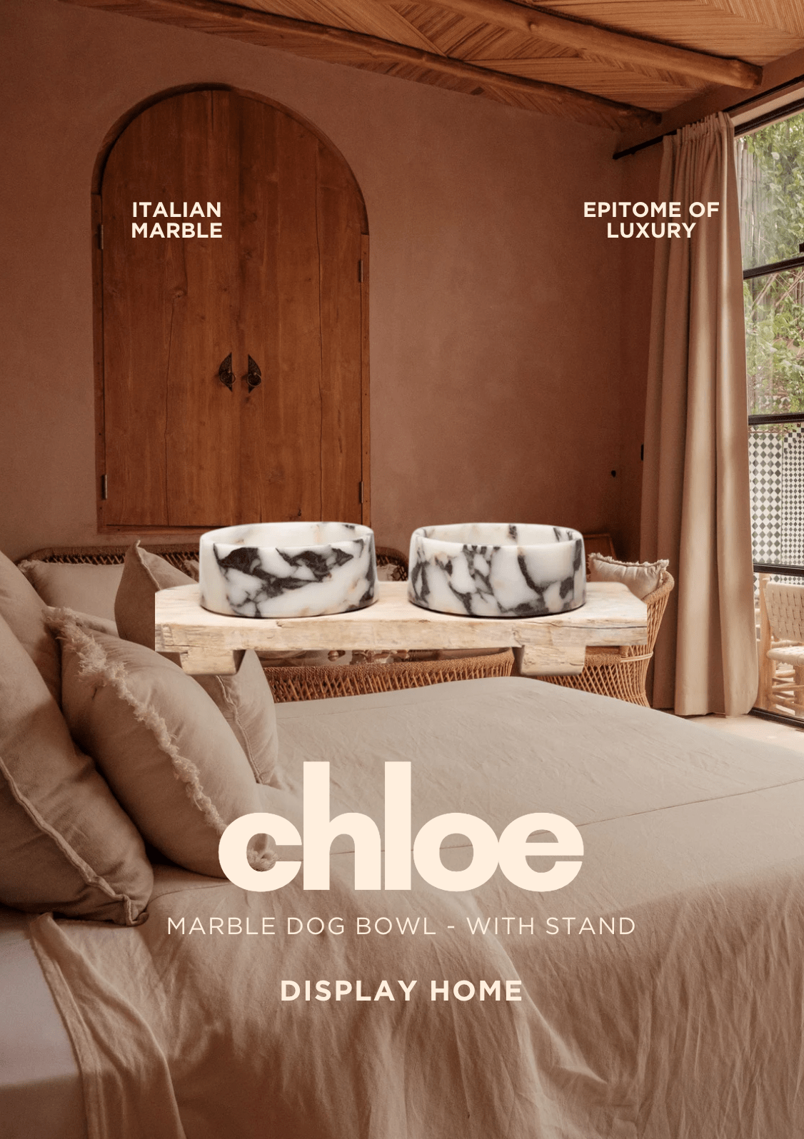 Chloe Marble Dog Bowl - with Stand (Pre-Order)