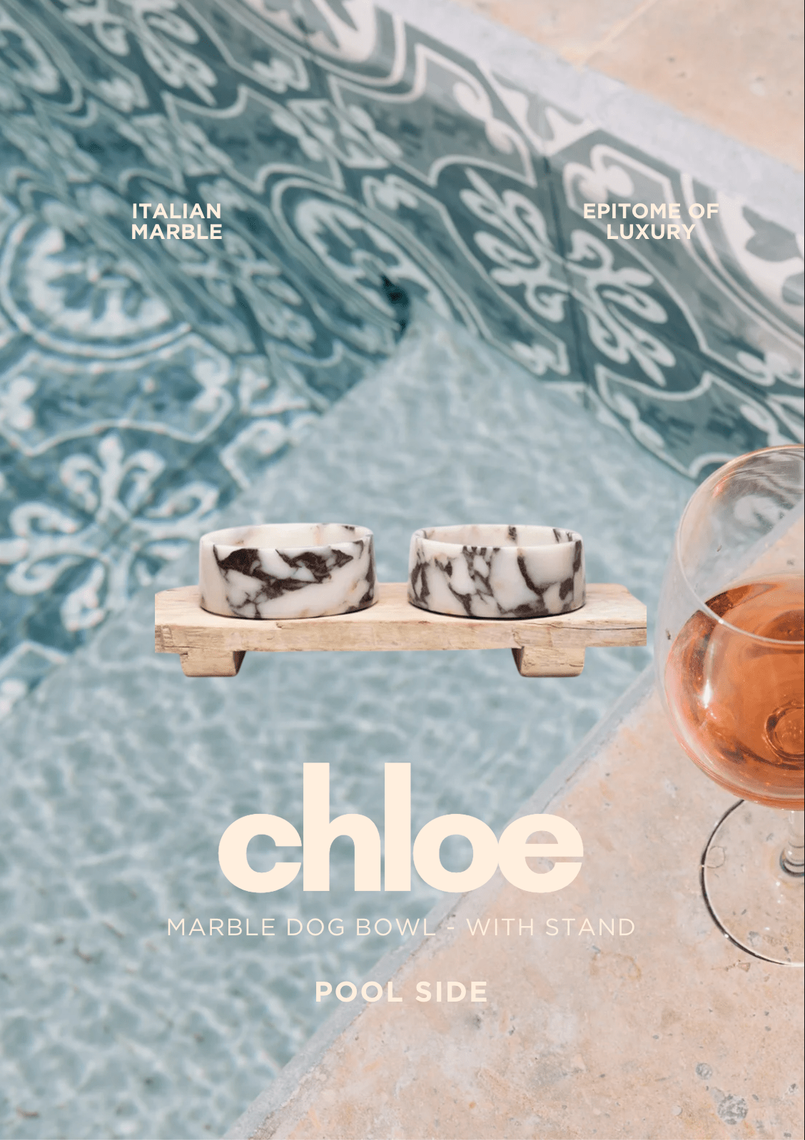Chloe Marble Dog Bowl - with Stand (Pre-Order)