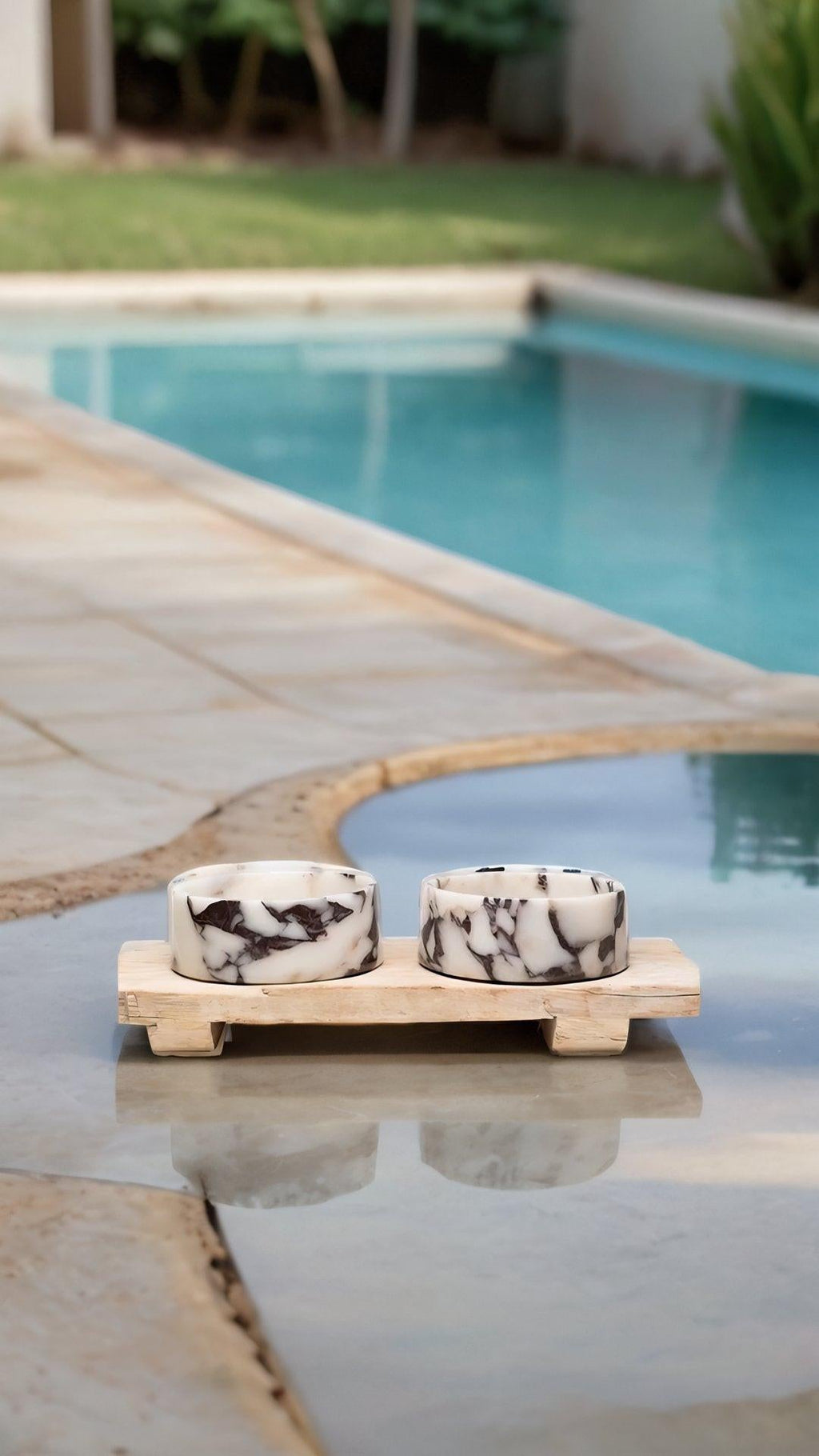 Chloe Marble Dog Bowl - with Stand (Pre-Order)