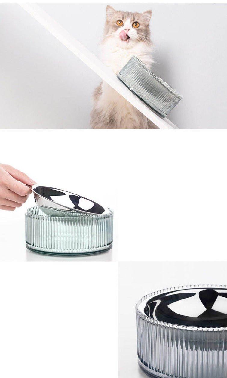 Contemporary Stainless Steel Pet Bowl in Blue