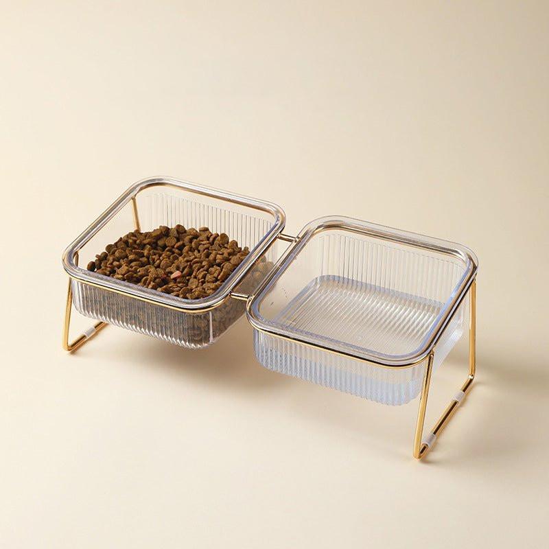 Eva Clear Double Pet Bowl in Gold