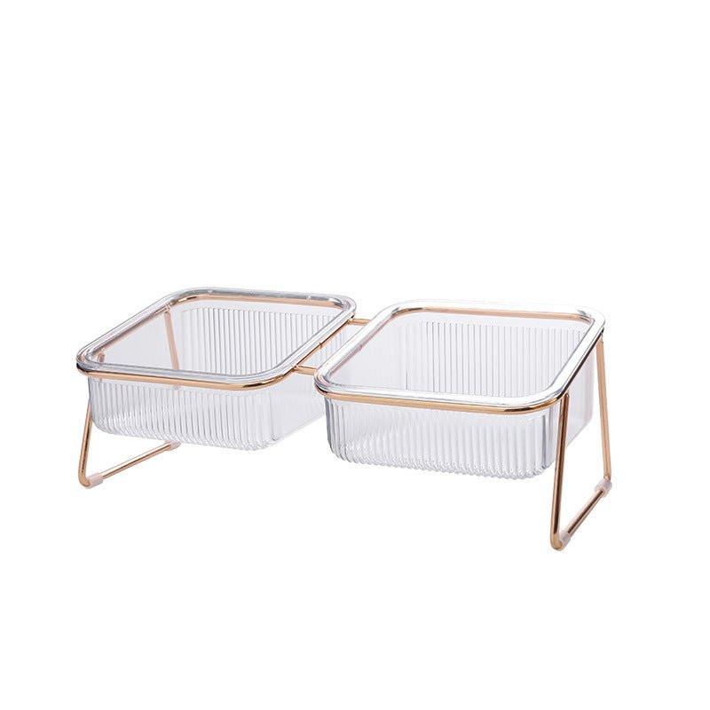 Eva Clear Double Pet Bowl in Gold