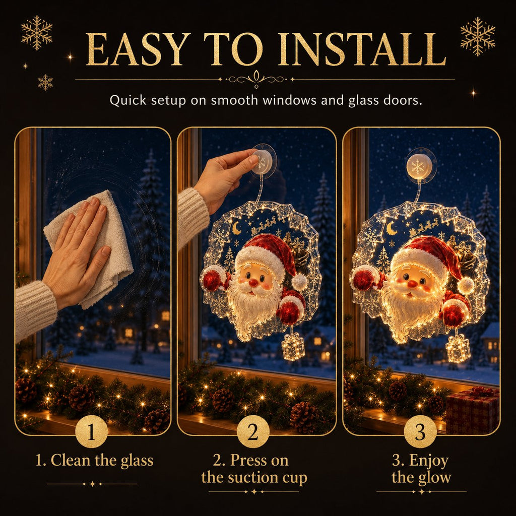✈️50% off—last day!✨🎄 Suction-Cup Christmas Lights | Double-Layer Warm LED Window Lights, Various Festive Designs, Flat-Profile Style ✨