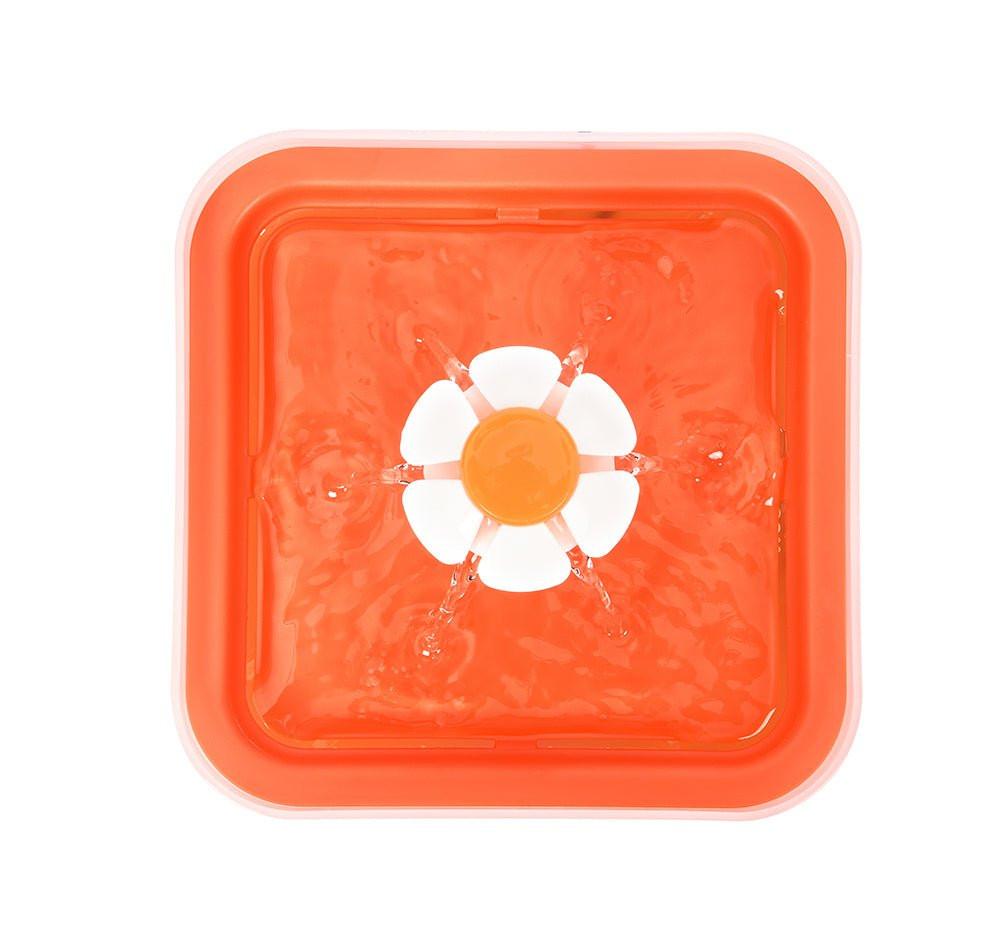 Flower Electric Pet Water Fountain W LED - Orange