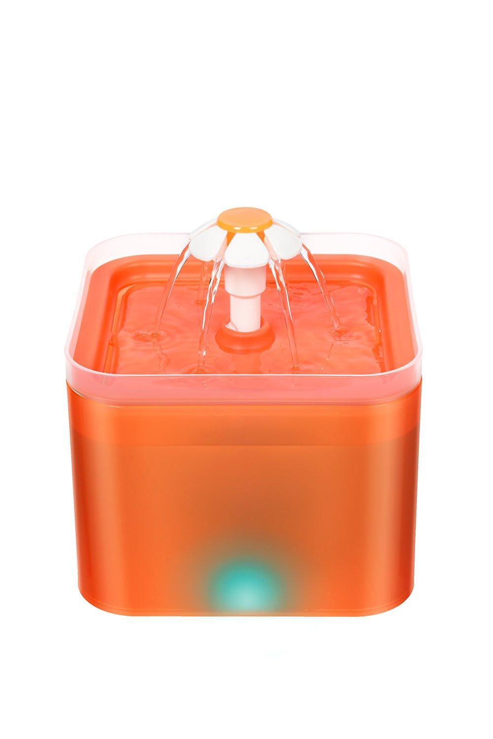 Flower Electric Pet Water Fountain W LED - Orange