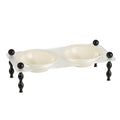 La Belle Raised Cat & Dog Bowl in Black & White