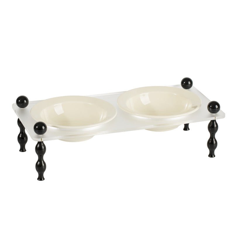La Belle Raised Cat & Dog Bowl in Black & White