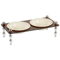 La Belle Raised Cat & Dog Bowl in Brown