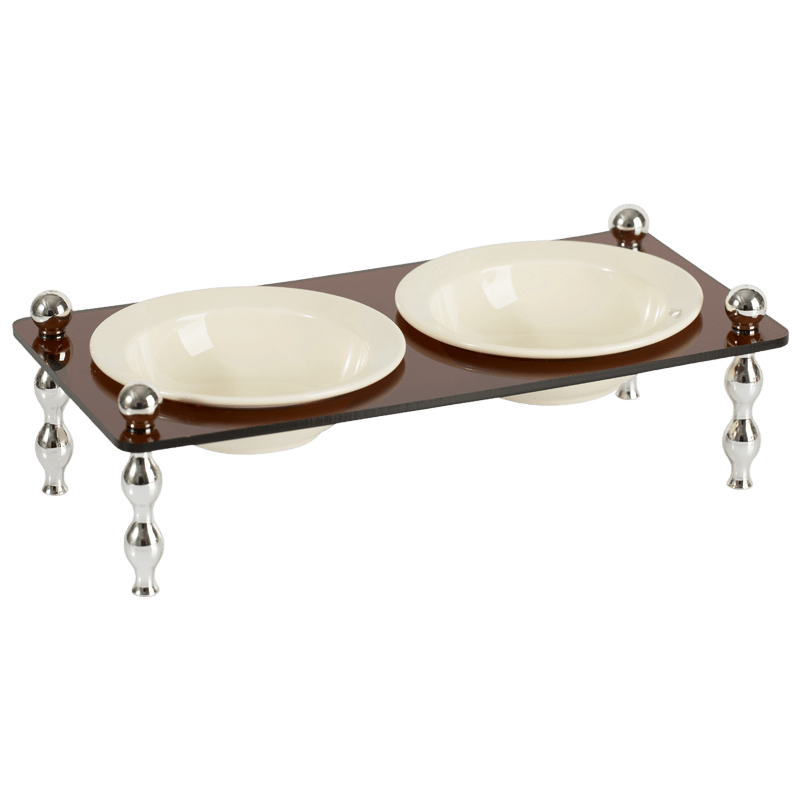 La Belle Raised Cat & Dog Bowl in Brown