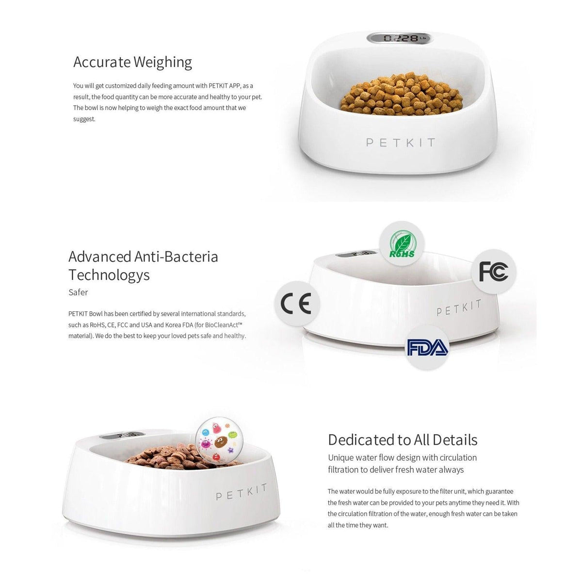 PETKIT Fresh Smart Antibacterial Digital Scale Pet Bowl For Dogs And Cats
