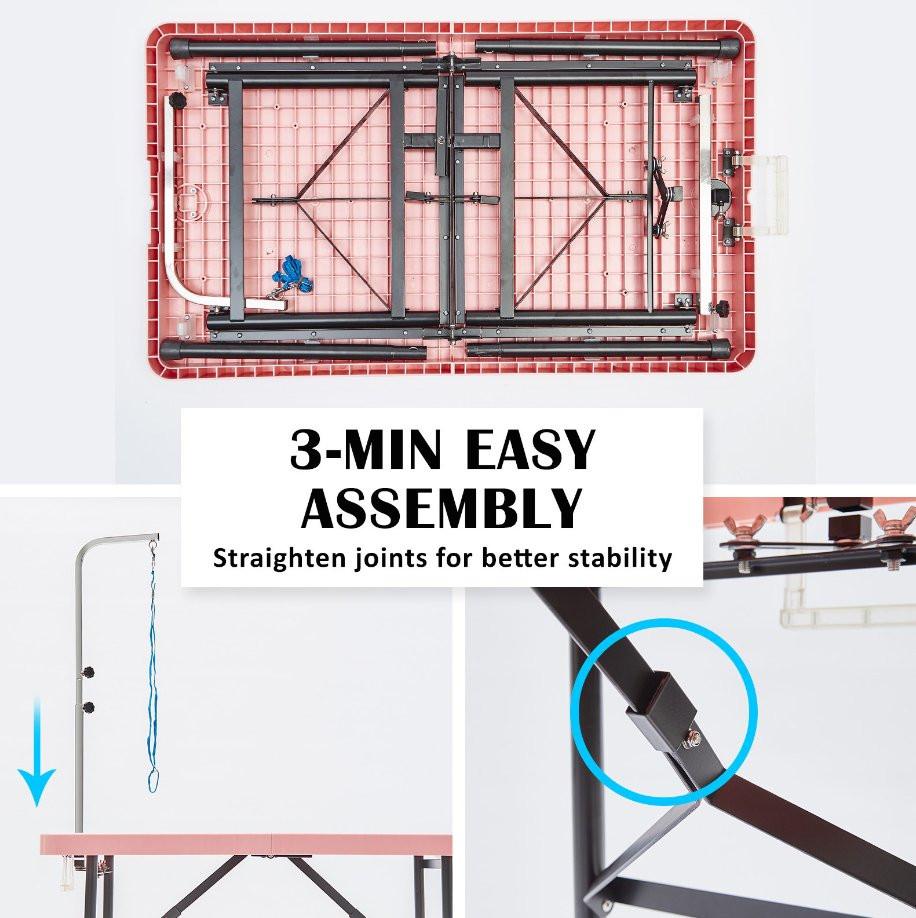 Pink Adjustable Pet Grooming Salon Table