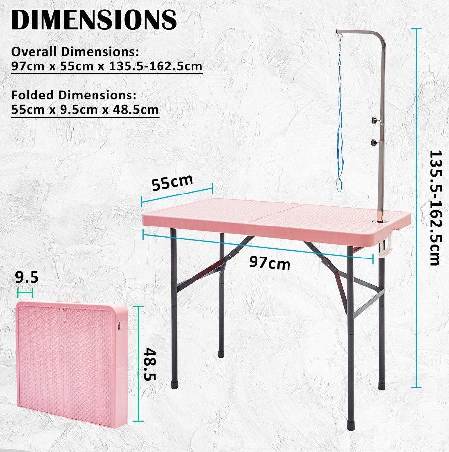 Pink Adjustable Pet Grooming Salon Table