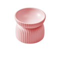 HOPD Ribbed Elevated Ceramic Cat Bowl in Pink