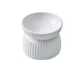 HOPD Ribbed Elevated Ceramic Cat Bowl in White