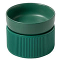 HOPD Ribbed Elevated Ceramic Single Dog Bowl in Emerald