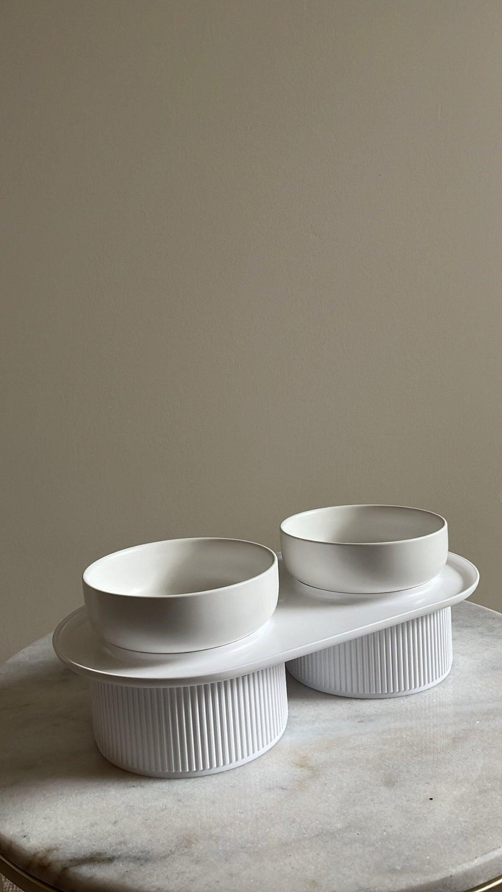 HOPD Ribbed Ceramic Double Pet Bowl 3pc Set - Emerald