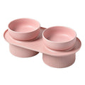 HOPD Ribbed Ceramic Double Pet Bowl 3pc Set - Pink