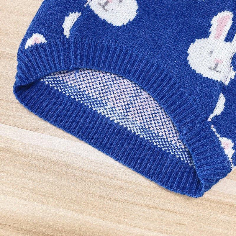 Rabbit Print Dog Sweater - Blue