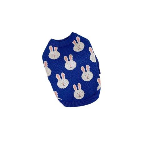 Rabbit Print Dog Sweater - Blue