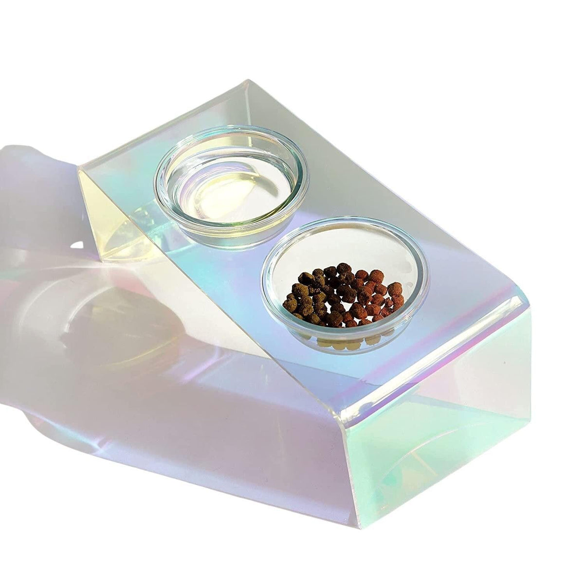 The Holographic Aurora Elevated Pet Feeding Table