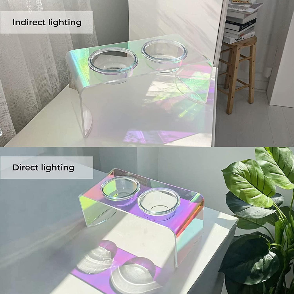 The Holographic Aurora Elevated Pet Feeding Table