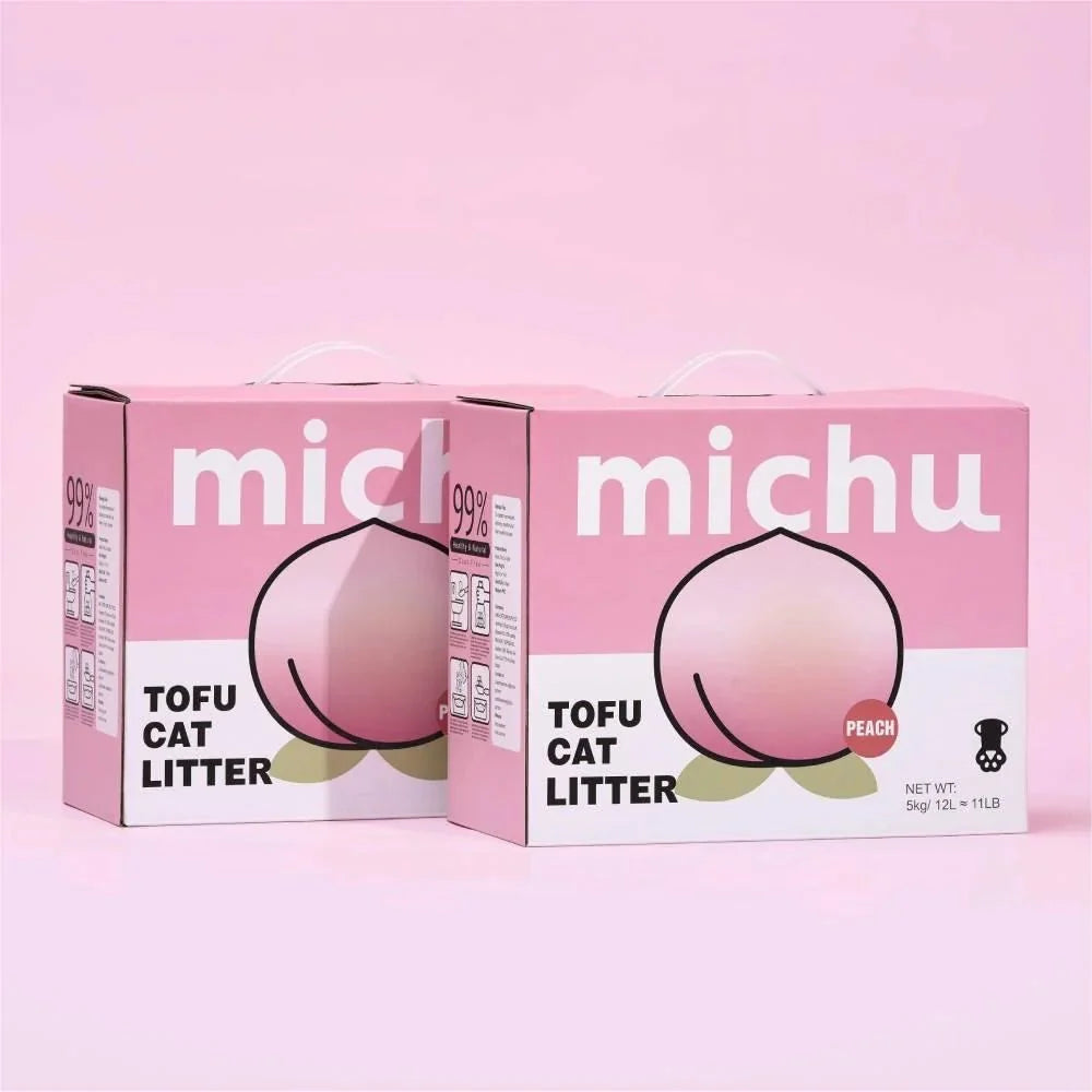 Tofu Cat Litter Gen3 - Natural Clumping Tofu-Based Formula - Value Box 5 kg - Peach